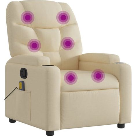 Fauteuil de massage inclinable en tissu beige (1/5)