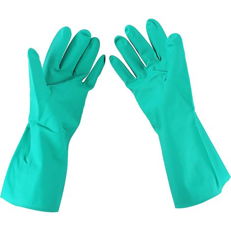 Gants de Protection Chimique Nitrile EN15F8 Résistants Acides Huiles 33cm Anti-dérapants Sans Latex pour Industrie et Bricolage (1/4)