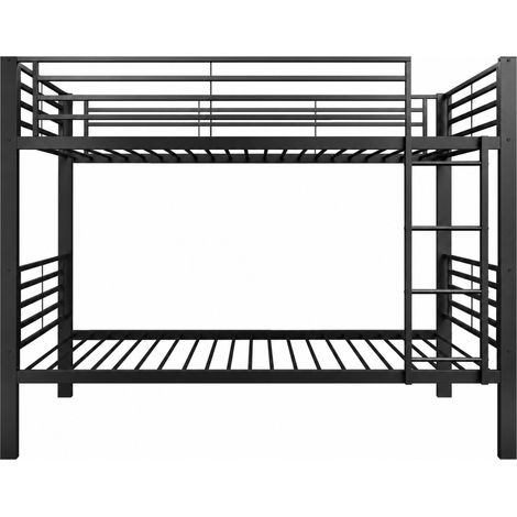 Litera metálica 90x200 cm negra convertible en 2 camas individuales, escalera izquierda/derecha (1/5)