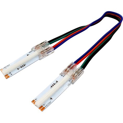 Jandei - Conector Tira-Tira con cable para tira led RGB de 10mm. Led COB. 4 pines. 12V/24V. 5 unidades.
