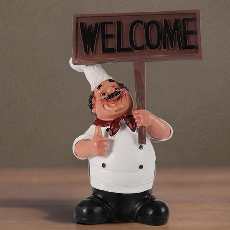 Figurines de chef en résine, ornement, statue, modèle, artisanat, décoration, bar, café (1) (1/5)