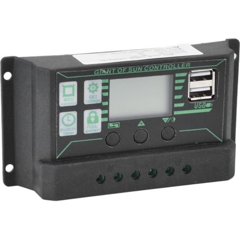 Contrôleur de Décharge de Charge Solaire, Régulateur de Panneau Solaire MPPT Photovoltaïque Double USB PWM, avec écran LCD Réglable, Taux de Conversion de 98 à 99 %(10A) (1/5)
