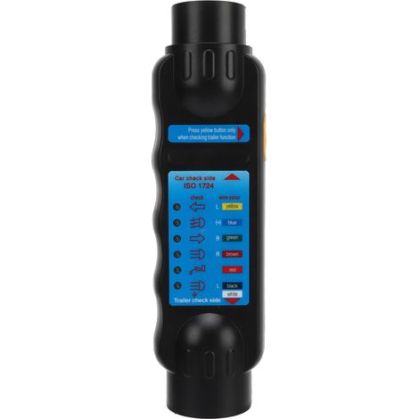 Testeur de prise de remorque 7 broches, outil de test de circuit électrique pour barre de remorquage, compatible avec camions et camping-cars (étiquette bleue). (1/5)
