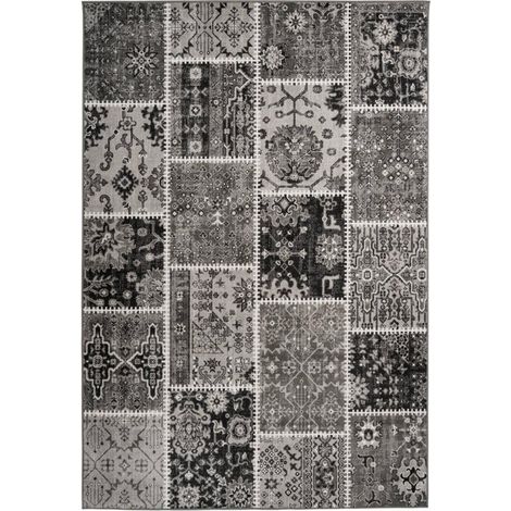 Tapis kilim tissé 160x230 gris et noir rectangle PATCHKUN (1/5)