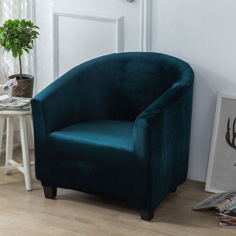 Housse de chaise longue 1 place, housse de fauteuil Chesterfield extensible, housse de fauteuil club en velours lavable, facile à installer et à laver, vert