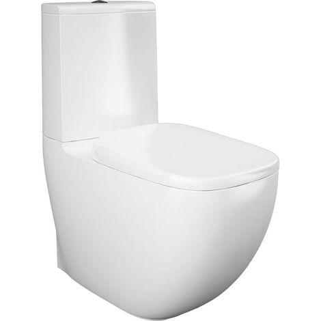 WC monoblocco filomuro in ceramica con scarico Rimless, cassetta e sedile Rak Illusion (1/4)