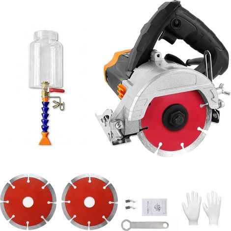 1300W Coupe Carrelage Électrique, Coupe de Carrelage 45 Degrés, Scie à Carreaux Électrique, Sec et Scie à Eau, 0-34mm Profondeur Réglable, avec 2 Lames (1/5)