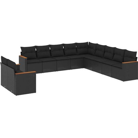 Maison Exclusive - Set de sofás de jardín 11 pzas y cojines ratán (1/5)
