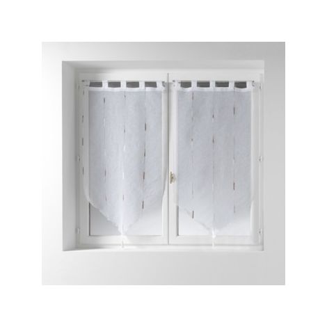 Paire de voilage à fronces - 90 x 90 cm - Chenilla - Blanc - Livraison gratuite