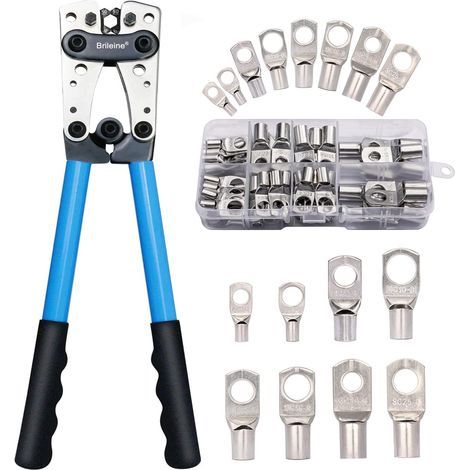 AWG 1/0-8 Batteriekabel-Crimpwerkzeug-Set mit Kupferringklemmen, 60-teilig, 8 Größen