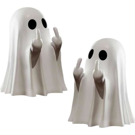 Lot de 2 décorations fantômes d'Halloween en forme de doigt d'honneur, décoration de table effrayante et amusante pour une fête dans un bus, décoration unique pour une maison hantée
