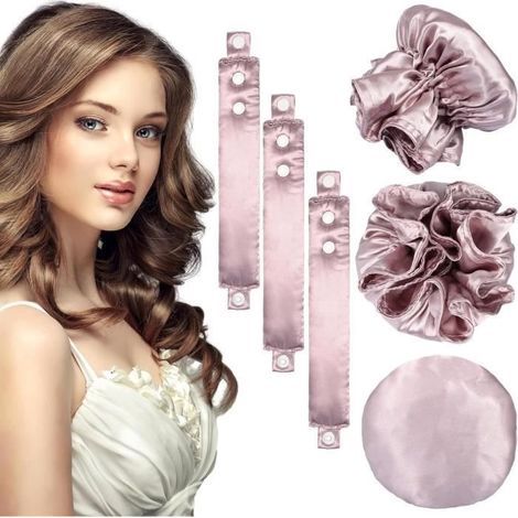 Boucle Sans Chaleur Boudin, 3Pcs de Satin Heatless Hair Curls, Boucleur a Cheveux Sans Chaleur pour la Nuit pour Cheveux (1/4)
