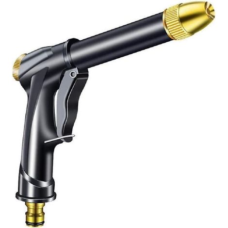 Filiyano-Pistolet à eau haute pression pour tuyau d'arrosage - Buse rotative puissante en laiton - Débit d'eau réglable - Noir (1/5)