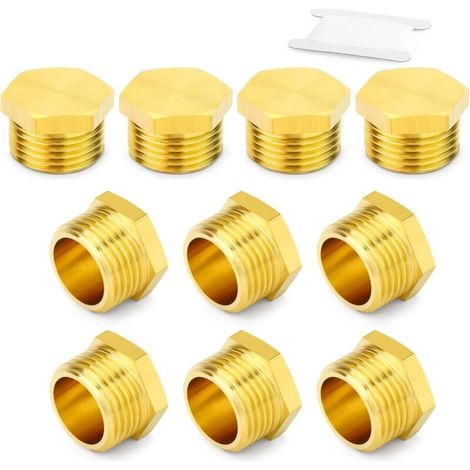 5 pièces 1/2" BSP raccord mâle pour tuyau, à six pans creux, adaptateur en laiton raccords de tuyauterie - 1/4" BSP(10Pcs) (1/5)