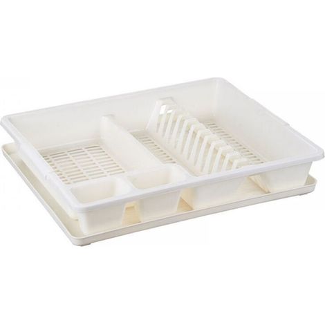 Égouttoir en plastique blanc, étagère de rangement pour la cuisine, égouttoir de cuisine avec plateau, égouttoir grande capacité, plateau d'égouttage en PP, égouttoir.