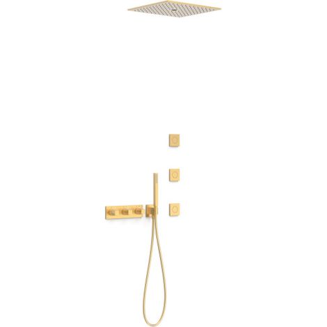 Kit robinet thermostatique encastré à 4 voies B-system pour douche Or Mat 24K - TRES 30725406OM