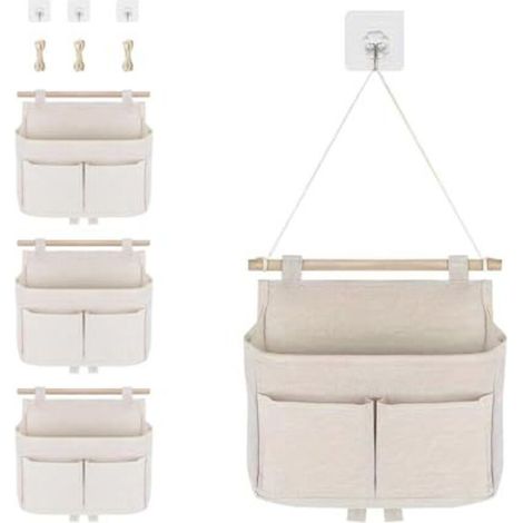 Set mit 4 Hängeaufbewahrungstaschen, Hängeaufbewahrungstasche, Wandorganizer mit 3 Fächern, Wandorganizer mit Klebehaken für Zuhause, Büro, Wohnmobil, Badezimmer. (1/3)