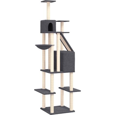 Albero per Gatti con Tiragraffi in Sisal Grigio Scuro 201 cm vidaXL (1/5)