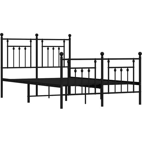 Cadre de lit métal sans matelas avec pied de lit noir 135x190cm vidaXL (1/5)