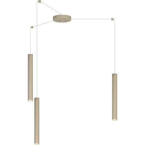 Lampadario top light round tube 1174 s3 gu10 led cilindro metallo moderno, finitura metallo sabbia