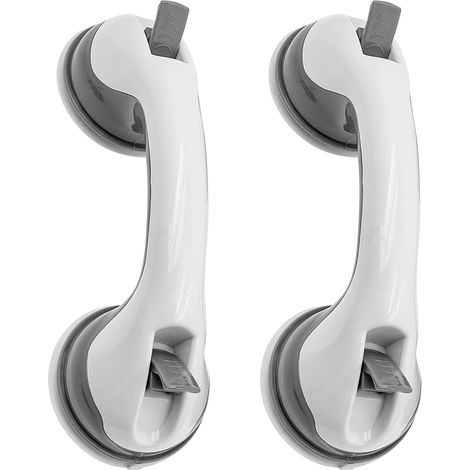 2 lot de grandes poignées en verre, armoires, poignées sans trou, poignées de réfrigérateur, barres d'appui de douche (blanche) (1/5)