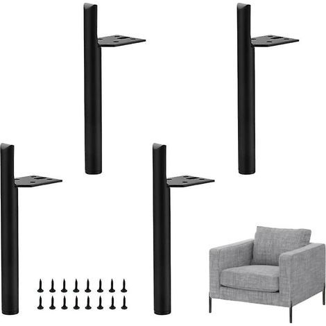 Set of 4 Metal Sofa Legs, 15cm, Black, Furniture Legs for Tables and Cabinets, with Screws (1/5)