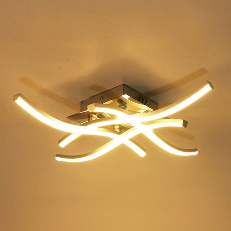 Plafonnier LED encastrable 24W design, luminaire moderne à 4 spots, éclairage blanc chaud, plafonnier mural décoratif pour salon. (1/2)