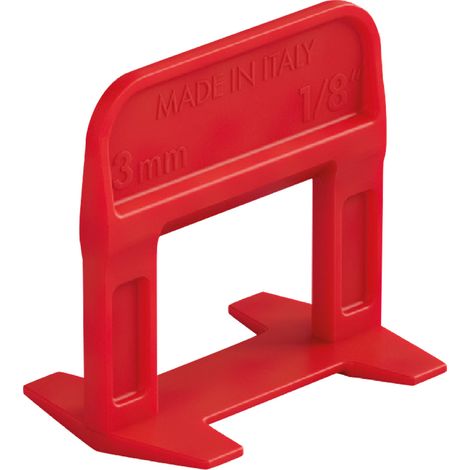 'BASE LIVELLANTE CON FERITOIA PER CUNEO ''RLS EVO'' H. mm 12 - fuga 3 mm - cf. 250 pz - col.rosso' H. mm 12 - fuga 3 mm - cf. 250 pz - col.rosso
