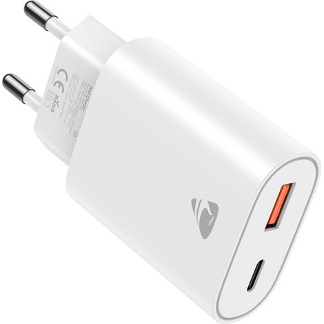 Prise USB C, 20W Chargeur USB C Chargeur Rapide, PD+QC Multiple Prise Secteur USB Type C Adaptateur pour 17 16 15 14 13 12 11 Pro Max Plus Mini X XS XR SE 8 7 6S, iPad, Galaxy (1/5)