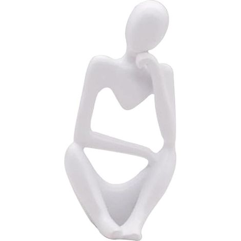 Estatua del Pensador, escultura de resina del Pensador, estatua abstracta, figuras de personajes modernos, decoración del hogar, oficina, escritorio, adorno, regalos de cumpleaños, blanco, derecha - C