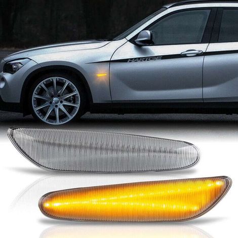 KIT 2 INDICATORI DI DIREZIONE LATERALI A LED COMPATIBILE CON BMW 1er E81, E82, E87, E88, E60 VETRO TRASPARENTE (1/4)