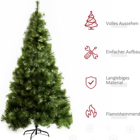 Sapin de Noël synthétique de 210 cm, arbre mural suspendu avec 505 branches et finitions argentées, décoration de Noël avec pied métallique pour usage intérieur