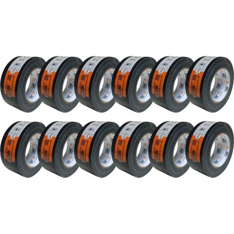 Zulu Premium Universal Black Duct Tape 50mm x 50m, 12 Pack