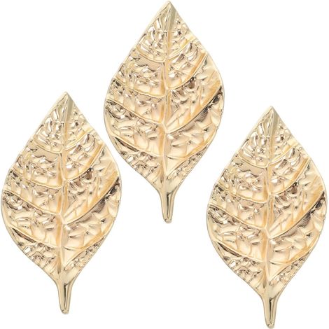 Juego de 3 pomos decorativos con forma de hoja para cajones de armarios, cómodas y mesitas de noche. Fácil instalación. (1/5)