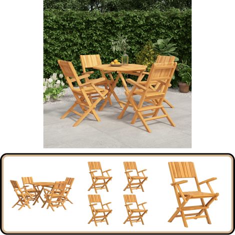 5-tlg. Garten-Essgruppe Massivholz Teak - Holztisch - Gartentisch - Essgruppe - Gartenmöbel - Teakholz