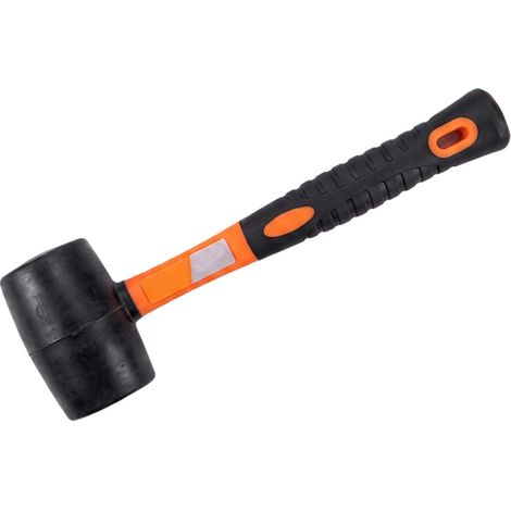 Marteau caoutchouc, Petit maillet en caoutchouc, Marteau caoutchouc avec manche, Maillet en caoutchouc dur, 624g, hauteur de la tête de marteau 5,7cm, convient pour le bois, le cuir et l'artisanat. (1/5)