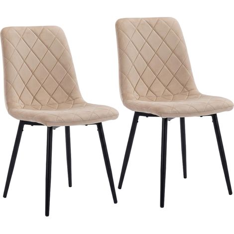 Velvet Dining Chairs, Beige, 2-Pack, Upholstered, Modern Design (1/5)