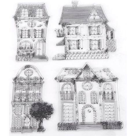 Cartes photo pour scrapbooking, tampons en caoutchouc transparents, maison (1/5)