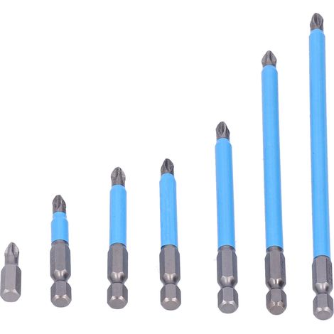 Set mit 7 blauen PH2-Magnet-Kreuzschlitzbits für Kfz- und Maschinenbau-Wartung, Steckschraubendreher. (1/5)