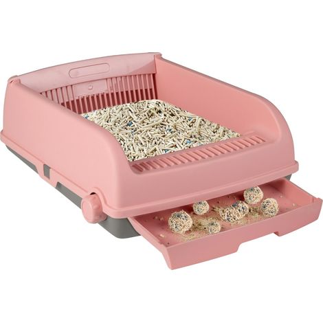Arenero semiautomático 60 x 46 x 24 cm sistema antisalpicaduras fácil de limpiar estilo moderno PP rosa 200017538