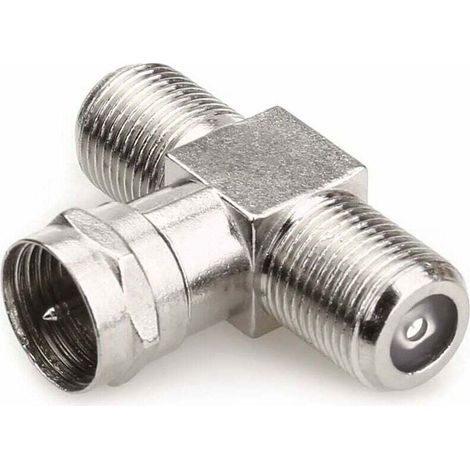 YMYNY Type Mâle à 2 Femelle 3 Voies Câble Coaxial Splitter Connecteur Adaptateur, f connecteurs satellite connecteurs de câble antenne de télévision intérieure -2Pack (1/4)