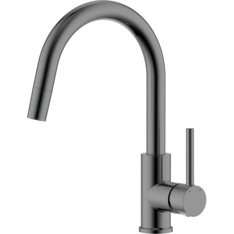Primaster Küchenarmatur Niederdruck mit herausziehbarer Brause Paris gunmetal