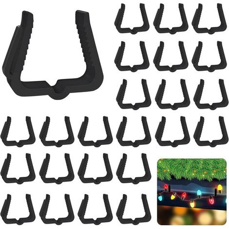 50 ganci per grondaie con luci di Natale, clip in plastica per luci, morsetti per bordi del tetto, ganci per decorazioni natalizie, illuminazione festiva (1/5)