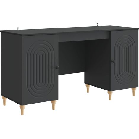 Desk with Shelf Black 142.5 x 50 x 75 cm Engineered Wood vidaXL