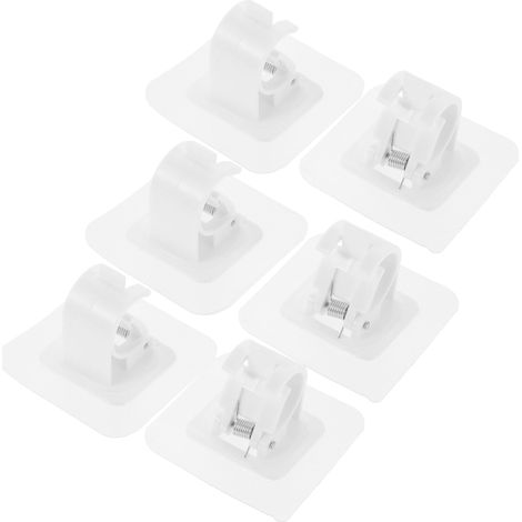 Support Tringle À Rideaux Adhésif Sans Perçage - Pour Murs Lisses - Compatible Tiges Rondes Jusqu'à 28 mm - Lot de 6 Pièces
