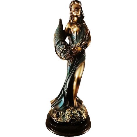 Statue de Fortuna aux yeux bandés, déesse antique de la fortune, bleu vintage (1/5)