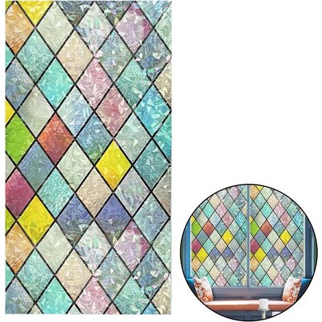 Film de confidentialité pour fenêtre – 200 x 30 cm – Revêtement électrostatique sans colle – Motif arc-en-ciel brillant – Pour portes, salle de bain et cuisine (1/5)