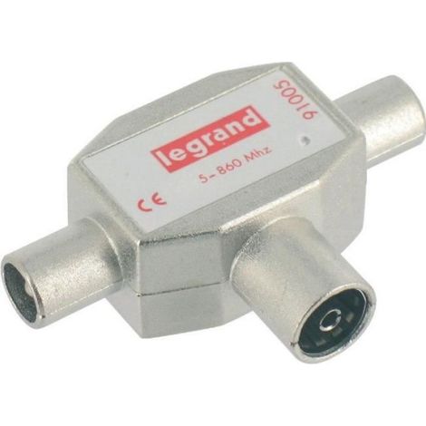 Répartiteur TV blindé Legrand - 1 entrée femelle 2 sorties mâles Ø9,52mm