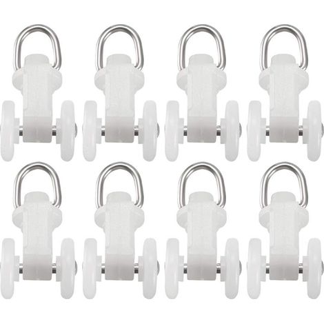 50 Stück zweirädrige Kunststoff-Vorhanglaufrollen, Träger, Gardinen-Gleitschiene, Gleiter für Fenster, Duschvorhänge, 12 mm Raddurchmesser