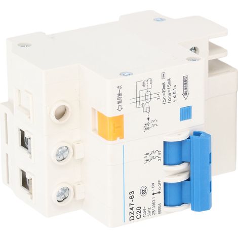 Disjoncteur Différentiel 2P Modulaire Rail DIN 400V 20A Interrupteur Sectionneur (1/5)
